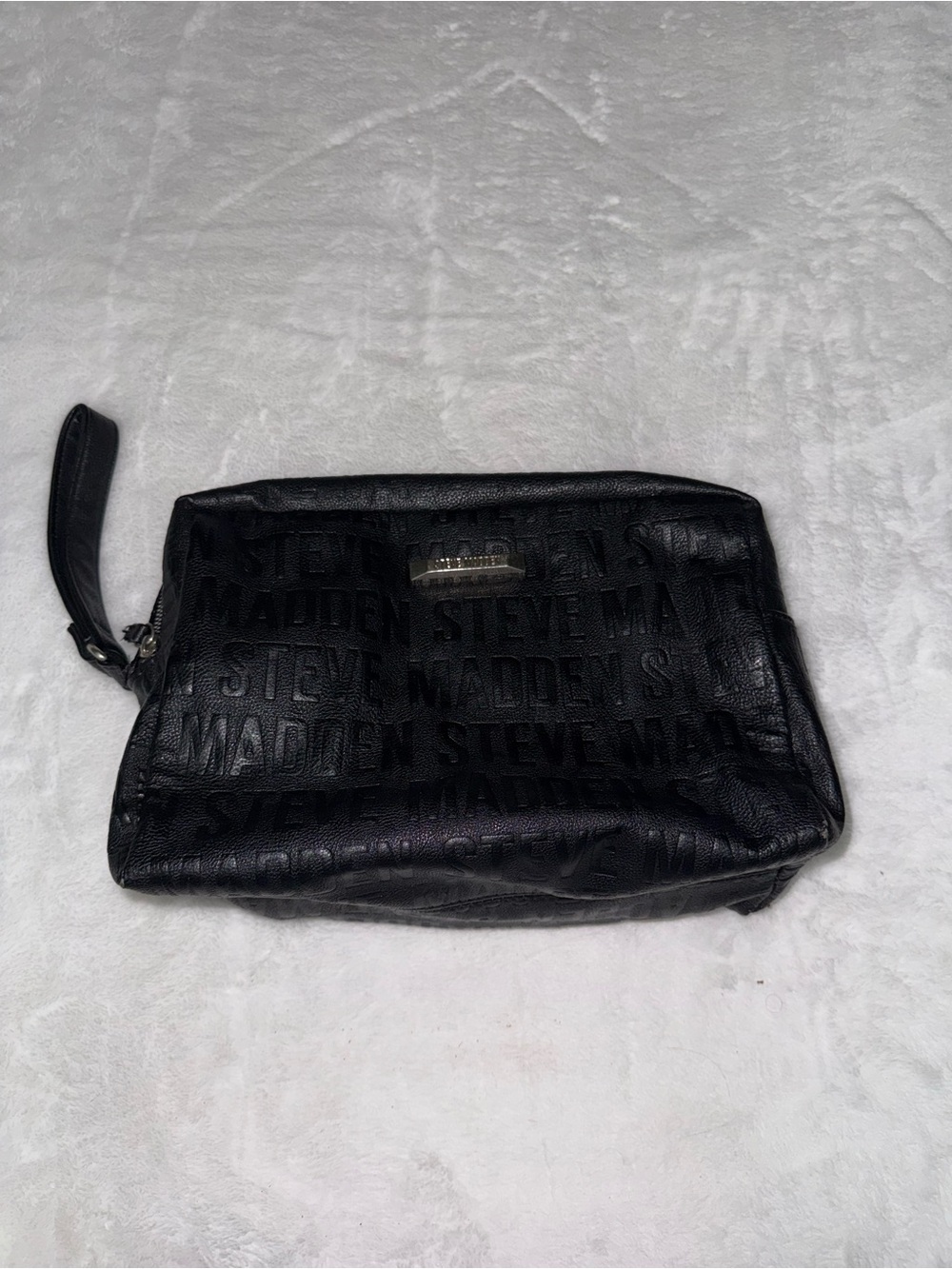 Steve Madden Black Embossed Logo Men's Toiletry Pouch